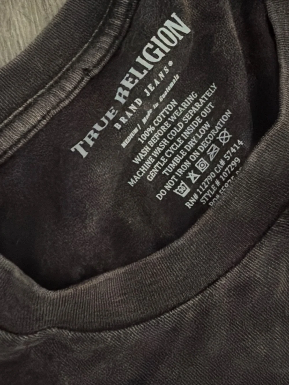 True Religion Black Tee with White Logo Graphic